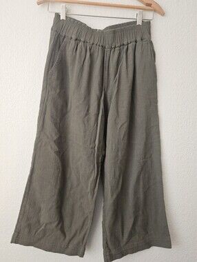 oddbird cropped muslin 100% cotton olive green kardes pants, small